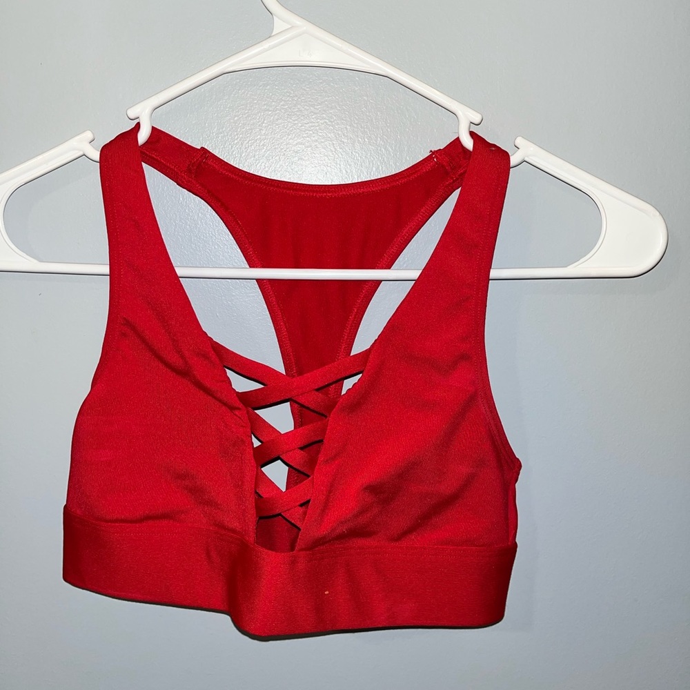 Red sports bra